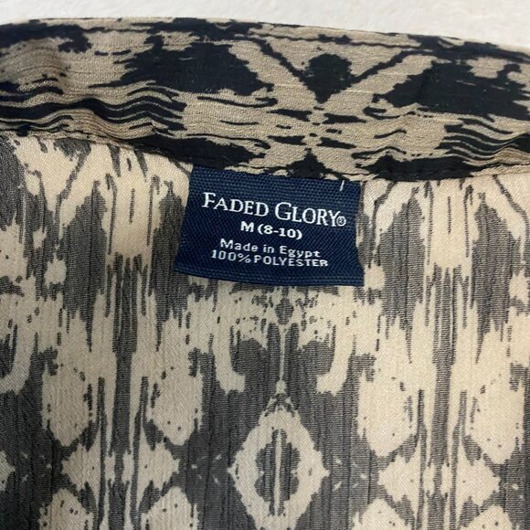 Faded Glory Print Camp Loop Straps Belted Top Medium 8/10 - Picture 4 of 10